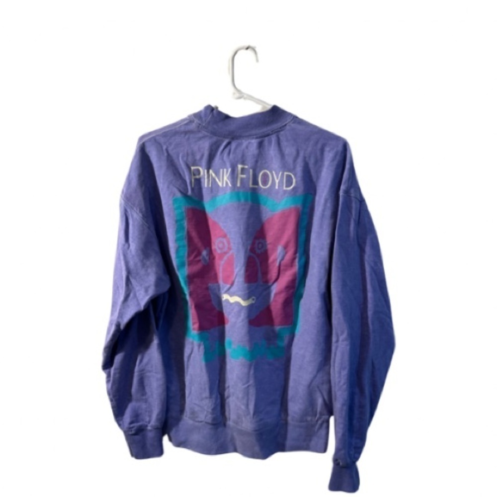 Pink Floyd Distressed Cotton Pullover Sweatshirt Purple Unisex S